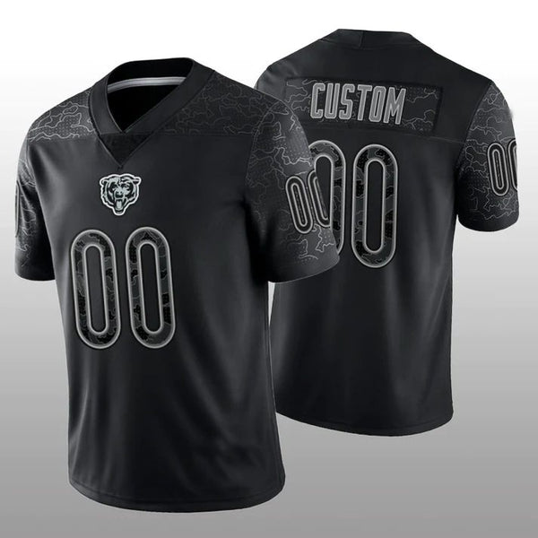 Custom Chicago Bears Football Stitched Black RFLCTV Limited Jersey Stitched Jersey Football Jerseys