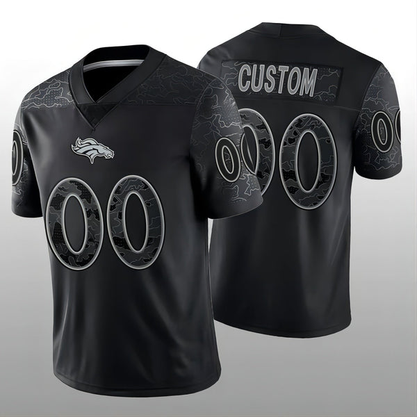 Custom Denver Broncos Black RFLCTV Limited Jersey Stitched Jersey  American Football Jerseys