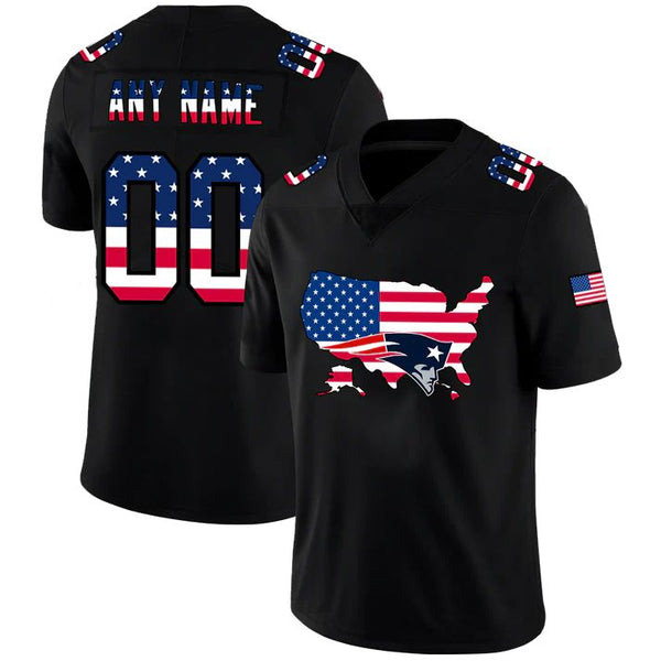 Custom New England Patriots Black Limited Fashion Flag Stitched American Football Jerseys