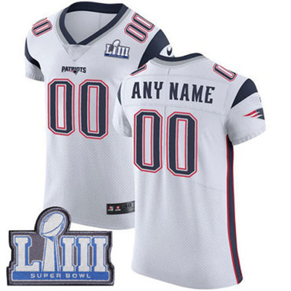 Custom New England Patriots Vapor Untouchable Super Bowl LIII Bound Elite White Road Jersey Stitched American Football Jerseys