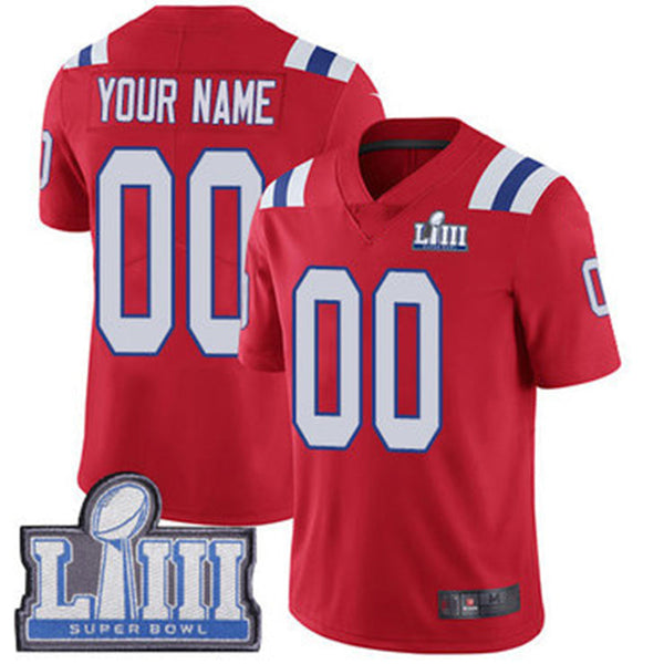 Custom New England Patriots Vapor Untouchable Super Bowl LIII Bound Limited Red Alternate Jersey Stitched American Football Jerseys