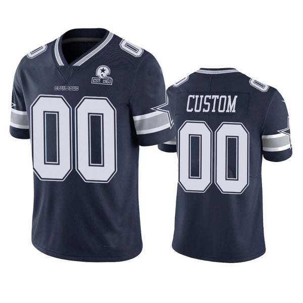 Custom Dallas Cowboys Navy 60th Anniversary Vapor Limited Jersey Stitched Jersey Football Jerseys