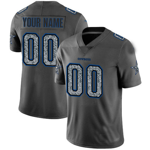 Custom Dallas Cowboys Gray Static Vapor Untouchable Limited  Jersey Stitched Jersey Football Jerseys