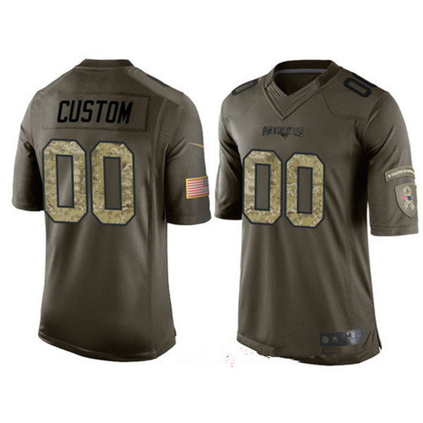 Custom New England Patriots Olive Camo Salute To Service Veterans Day Limited Jersey Stitched American Football Jerseys