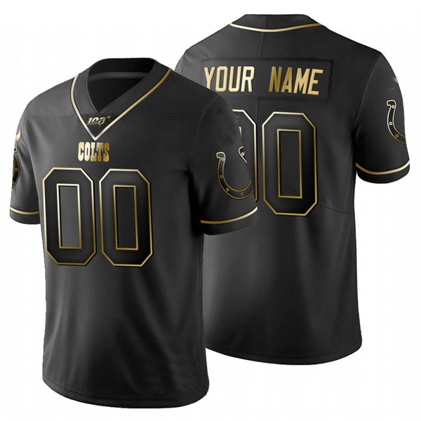 Custom Indianapolis Colts Black Golden Limited 100 Jersey Stitched American Football Jerseys