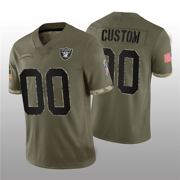 Custom Las Vegas Raiders ACTIVE PLAYER 2022 Olive Salute To Service Limited Stitched Jersey  American Football Jerseys