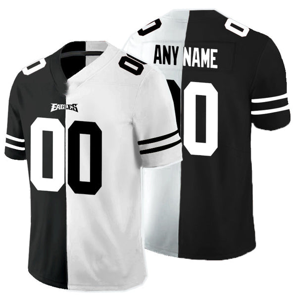 Custom Philadelphia Eagles Black And White Split Vapor Untouchable Limited Jersey Stitched American Football Jerseys