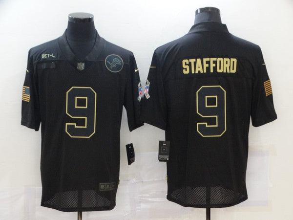 Men's Detroit Lions Matthew Stafford #9 Black Game Player Jersey