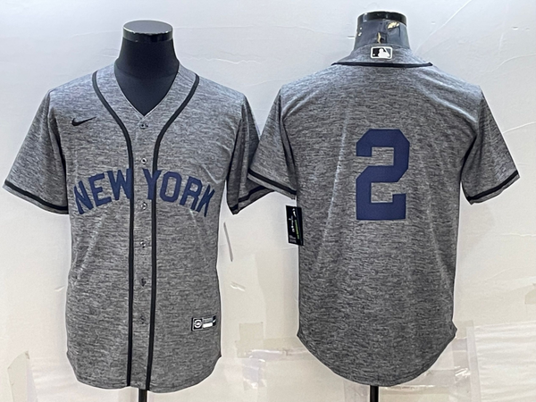 Men's New York Yankees Derek Jeter #2 Gray Replica Game Name Jersey