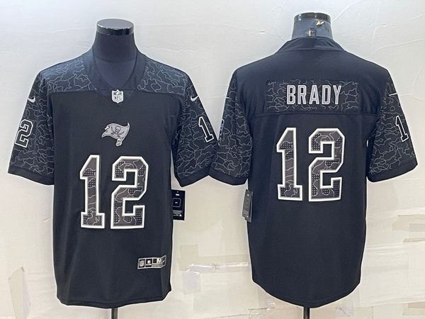 Men's Tampa Bay Buccaneers Tom Brady #12 Black Retired Player RFLCTV Limited Jersey