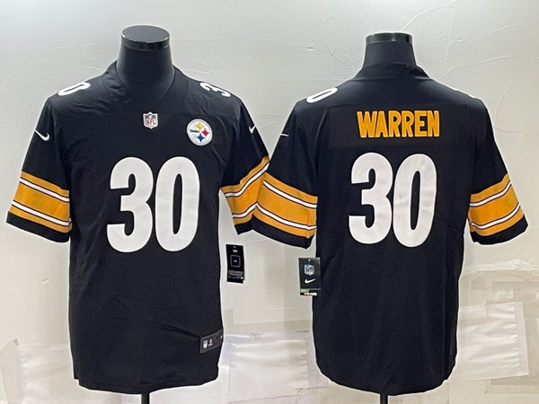 Men's Pittsburgh Steelers Jaylen Warren #30 Black Game Jersey