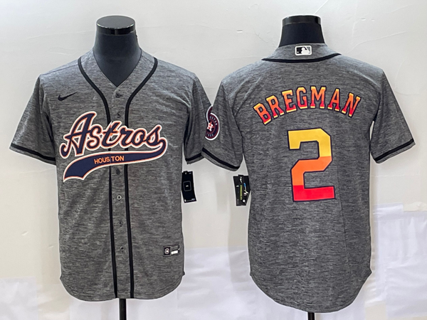 Men's Houston Astros Alex Bregman #2 Gray Replica Player Jersey Joint Edition