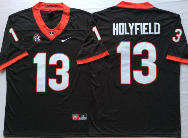 Men's Georgia Bulldogs Elijah Holyfield #13 Black Player Game Jersey