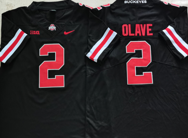 Men's Ohio State Buckeyes Chris Olave #2 Black Player Game Jersey