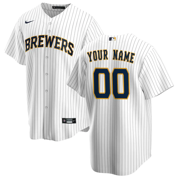 Men's Milwaukee Brewers White Alternate Replica Custom Jersey