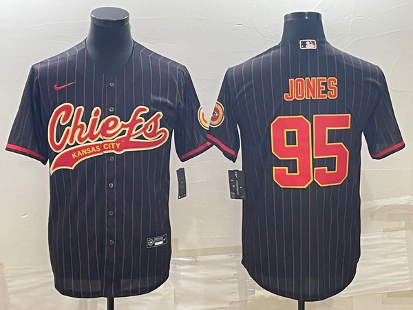 Men's Kansas City Chiefs Chris Jones #95 Black Player Jersey Joint Edition