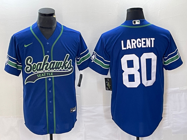 Men's Seattle Seahawks Steve Largent #80 Royal Alternate Legend Player Jersey Joint Edition