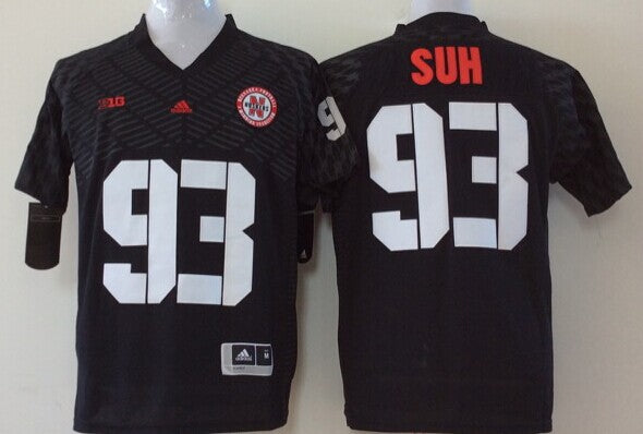 Men's Nebraska Huskers Ndamukong Suhl #93 Black Player Game Jersey