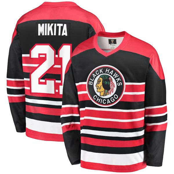 Men's Chicago Blackhawks Stan Mikita #21 Red Premier Breakaway Retired Player Jersey