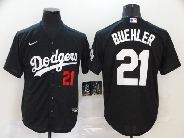 Men's Los Angeles Dodgers Walker Buehler #21 Black Stitched Jersey