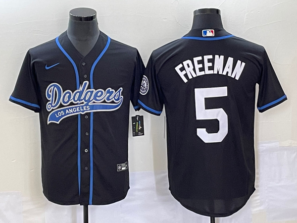 Men's Los Angeles Dodgers Freddie Freeman #5 Black Player Jersey Joint Edition