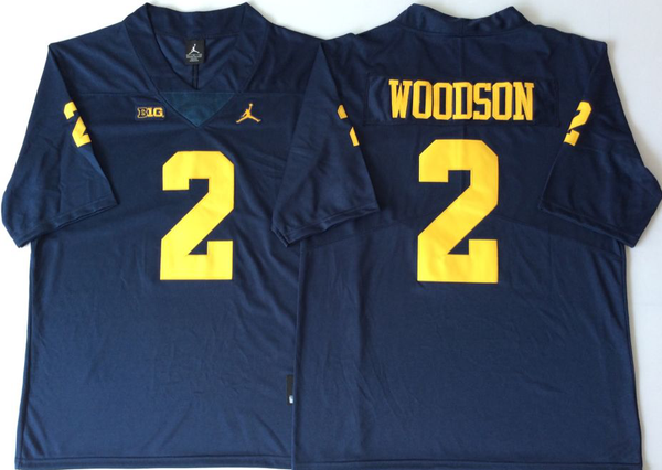 Men's Michigan Wolverines Charles Woodson #2 Navy Alumni Player Game Jersey