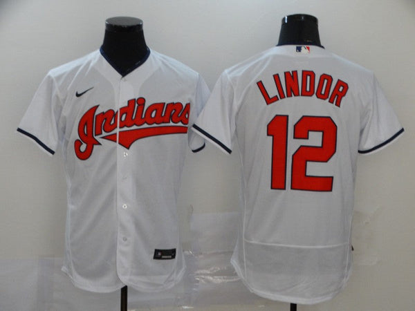 Men's Cleveland Guardians Francisco Lindor #12 White Replica Baseball Jersey