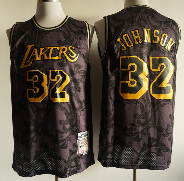 Men's Los Angeles Lakers Magic Johnson #32 NBA Brown Classics Jersey