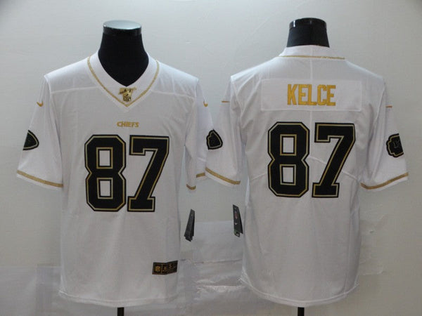 Men's Kansas City Chiefs Travis Kelce #87 White Player Game Jersey