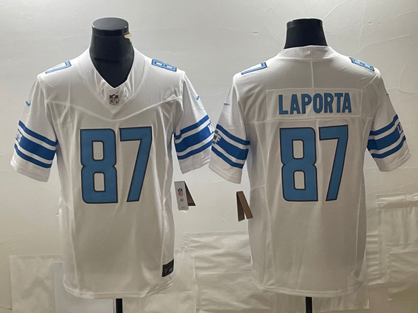 Men's Detroit Lions Sam LaPorta #87 White Game Jersey