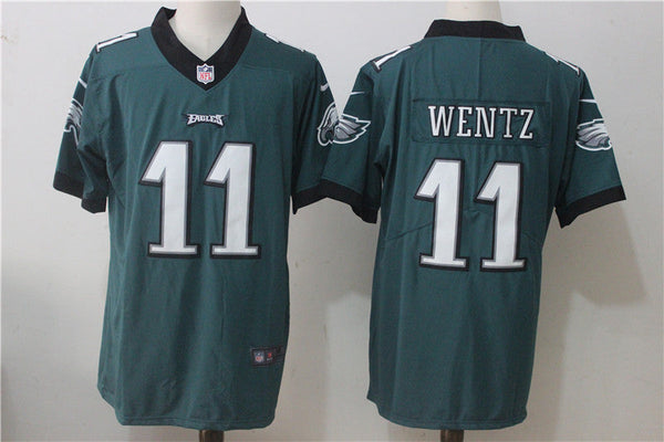 Men's Philadelphia Eagles #11 Carson Wentz Midnight Green Game Jersey