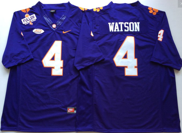 Men's Clemson Tigers Deshaun Watson #4 Purple Game Jersey