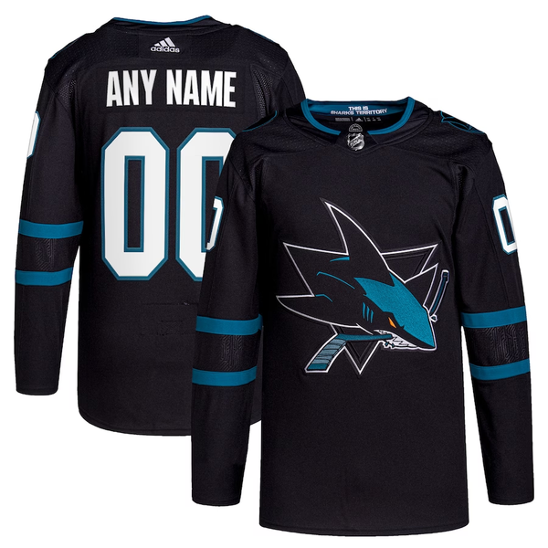 Men's San Jose Sharks Black Alternate Primegreen Authentic Pro Custom Jersey