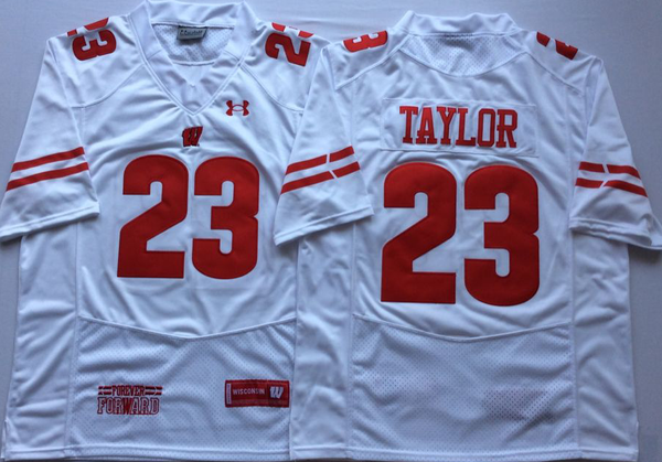 Men's Wisconsin Badgers Jonathan Taylor #23 White Player Game Jersey