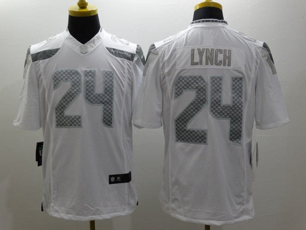 Men's Seattle Seahawks Marshawn Lynch #24 White Game Jersey