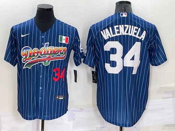 Men's Los Angeles Dodgers Fernando Valenzuela #34 Blue Alternate Game Jersey