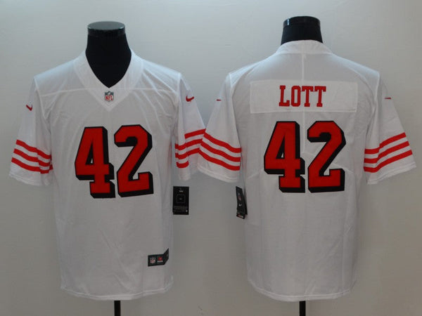 Men's San Francisco 49ers Ronnie Lott #42 White Game Player Jersey