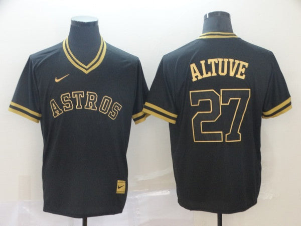 Men's Houston Astros Jose Altuve #27 Black Replica Player Jersey