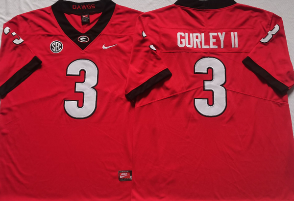 Men's Georgia Bulldogs Todd Gurley II#3 Red Player Game Jersey