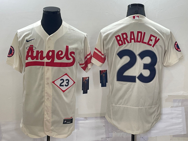 Men's Los Angeles Angels Archie Bradley #23 Beige Fashion Stitched Jersey