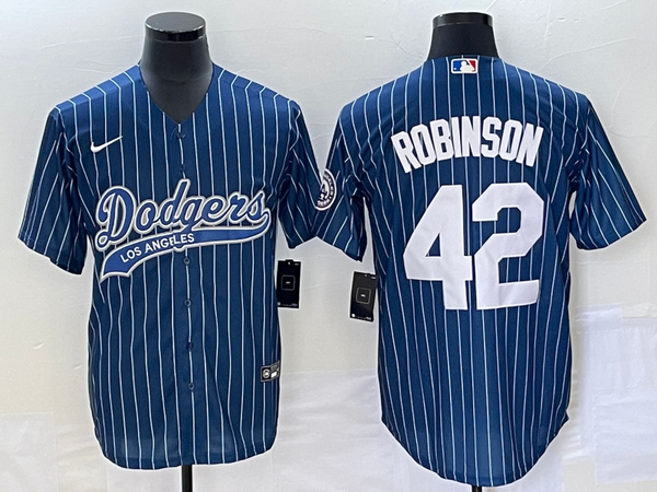 Men's Los Angeles Dodgers Jackie Robinson #42 Blue Player Jersey Joint Edition