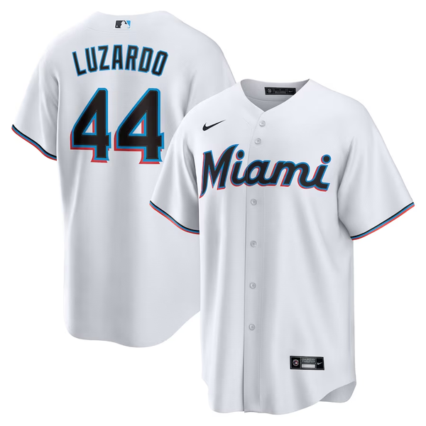 Men's Miami Marlins Jesus Luzardo #44 White Home Replica Player Jersey