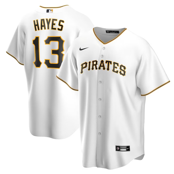 Men's Pittsburgh Pirates Ke'Bryan Hayes #13 White Home Replica Jersey