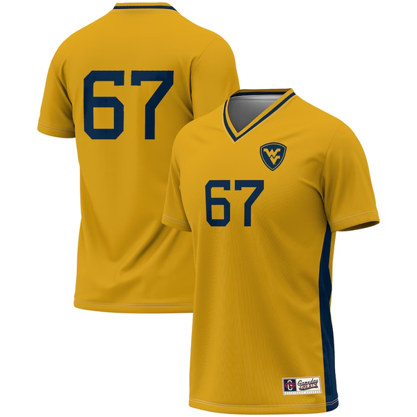 Men's West Virginia Mountaineers ProSphere #67 Gold  Soccer Fashion Jersey