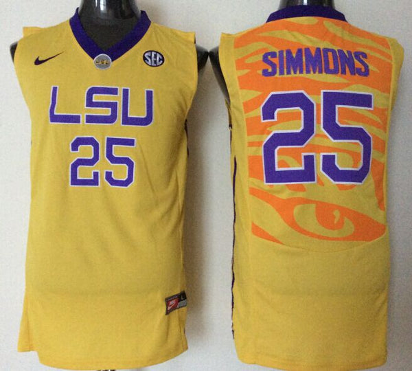 Men's LSU Tigers Ben Simmons #25 Gold Player Game Jersey