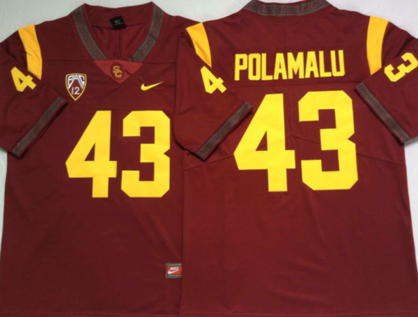 Men's USC Trojans Troy Polamalu #43 Cardinal Alumni Player Game Jersey