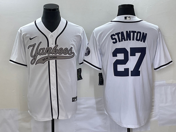 Men's New York Yankees Giancarlo Stanton #27 White Player Jersey Joint Edition