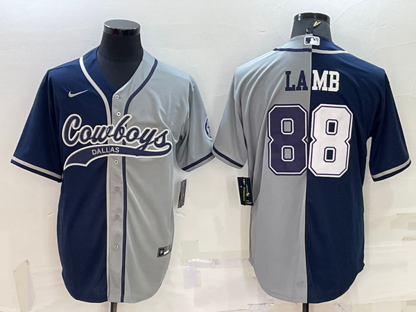 Men's Dallas Cowboys CeeDee Lamb #88 Navy/Gray Game Jersey Joint Edition