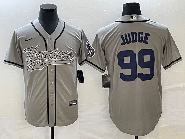 Men's New York Yankees Aaron Judge #99 Gray Player Jersey Joint Edition