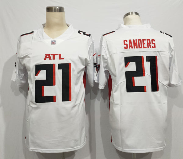 Men's Atlanta Falcons Deion Sanders #21 White Game Player Jersey